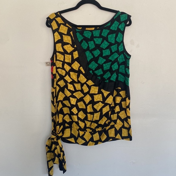 Guy Laroche Colorblock Mosaic Print Top, Sz M - Picture 4 of 9